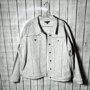 DG2 Diane Gilman Studded Light Grey Denim  Jean Jacket size 2X